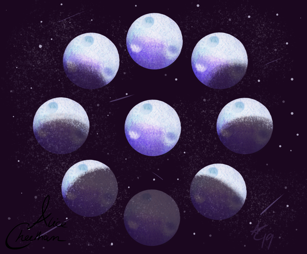 moon, moon phases, process, nightsky, sky, nighttime