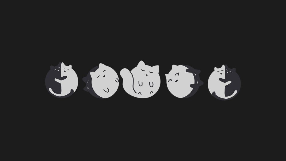 Cat moon phases full moon landscape of cats cuddling