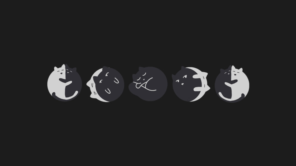 Cat moon phases new moon landscape of cats cuddling